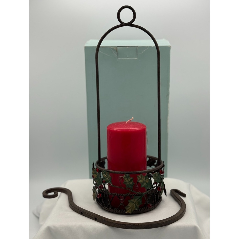 Partylite P9905 Holly Lites Hanging Candle Holder - NEW open Box W/Free Candle